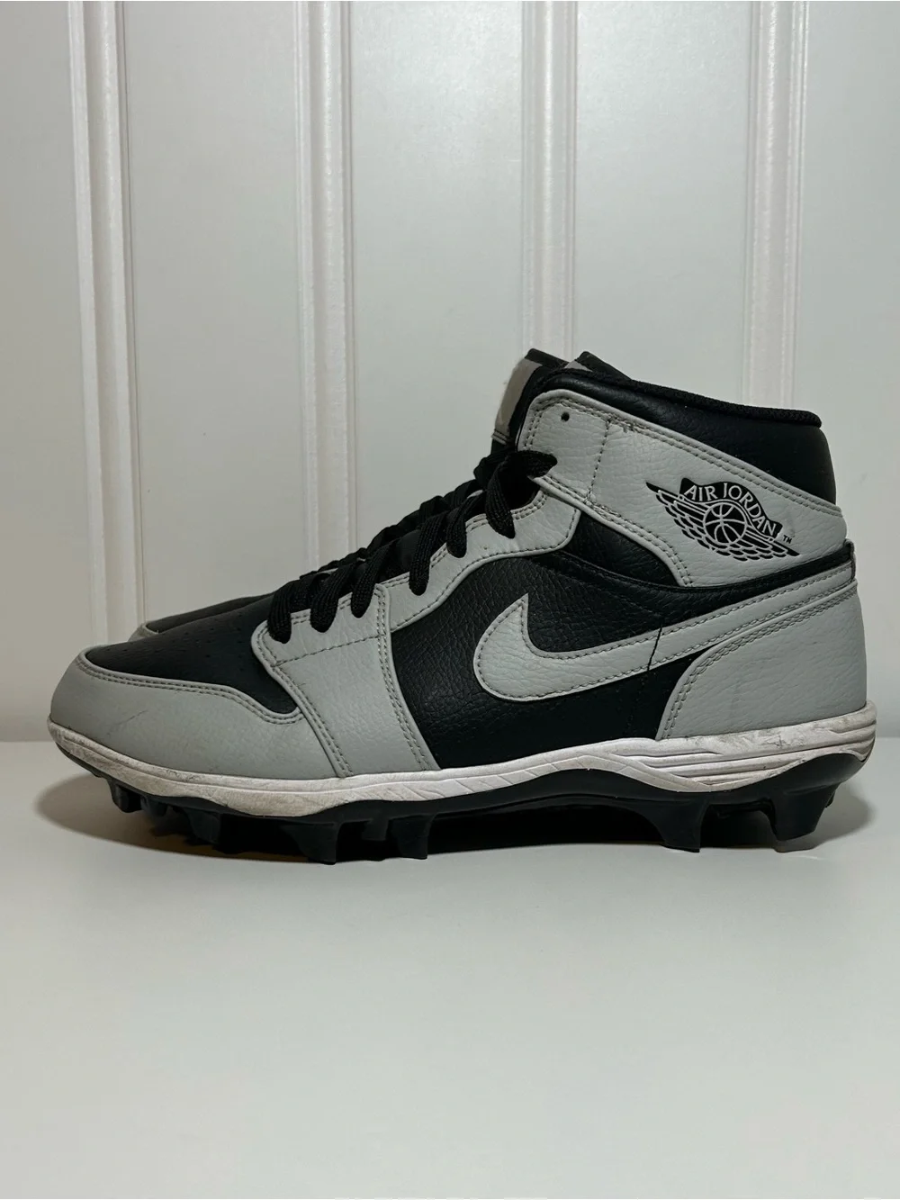 Jordan 1 mid td cleats shadow 2.0 black grey white football
